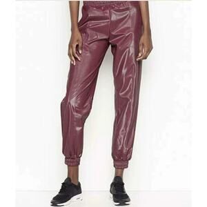 Victoria's Secret Sport NWT Lightweight Faux Leather Coated Pull On Jogger Pants